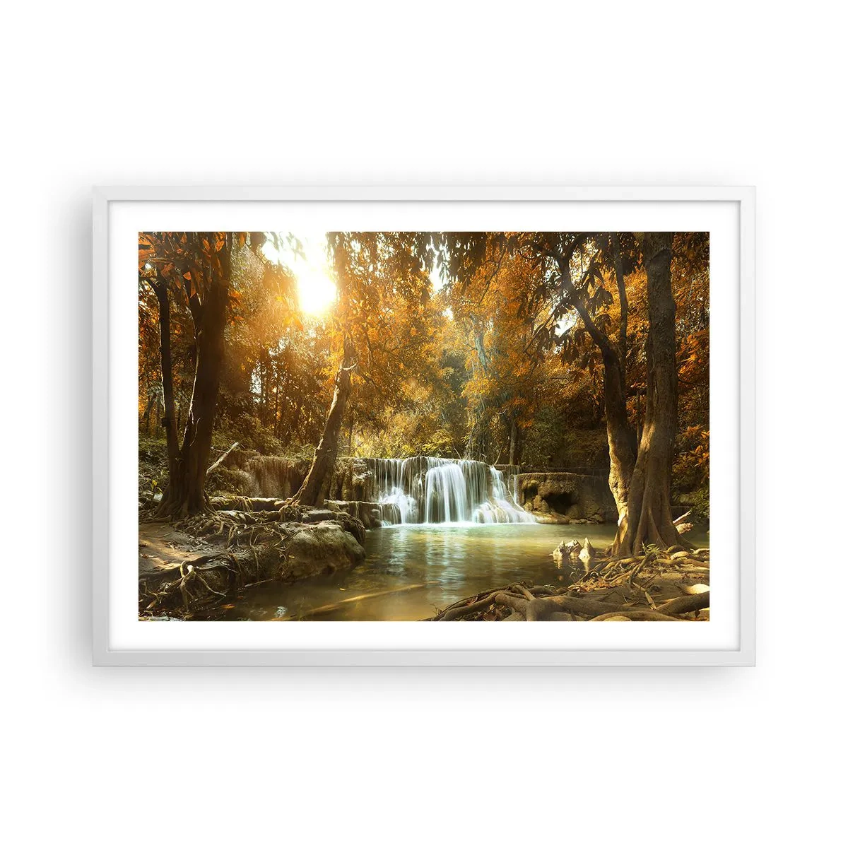 Poster in white frmae - Park Cascade - 70x50 cm