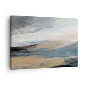 Canvas picture - Abstract landscape in subdued shades of blue and beige - 70x50cm - Abstract: Northern Landscsape - Modern wall decoration for the living room and bedroom ARTTOR