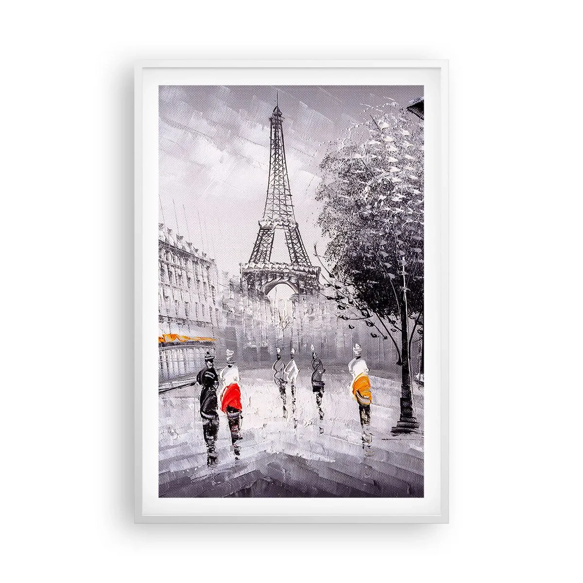 Poster in white frmae - Parisian Walk - 61x91 cm