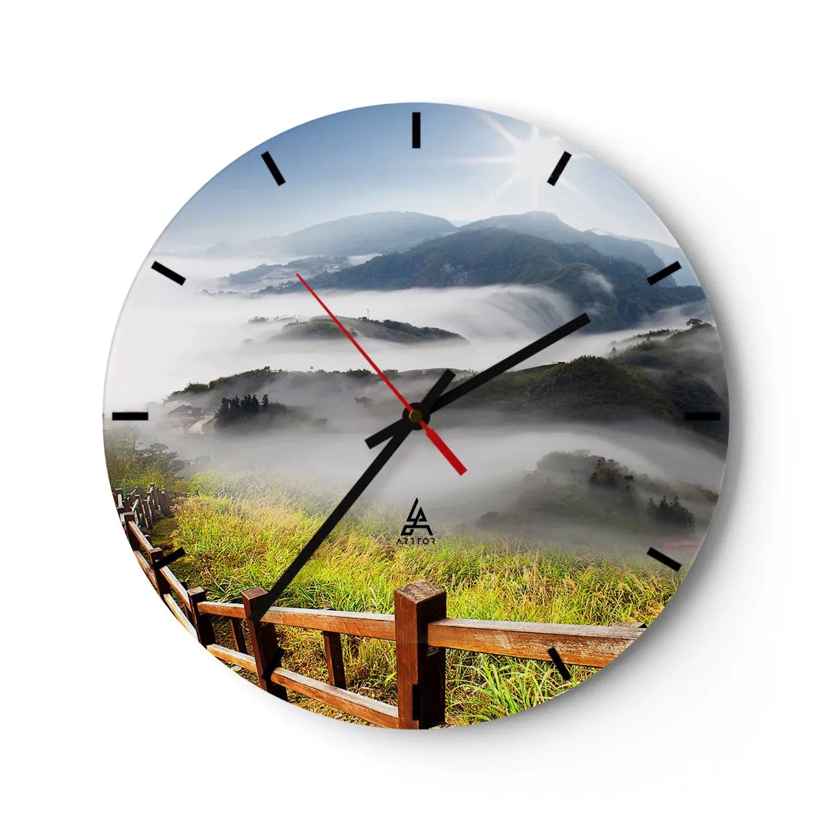 Wall clock - Clock on glass - Woven from Glare and Mist - 40x40 cm