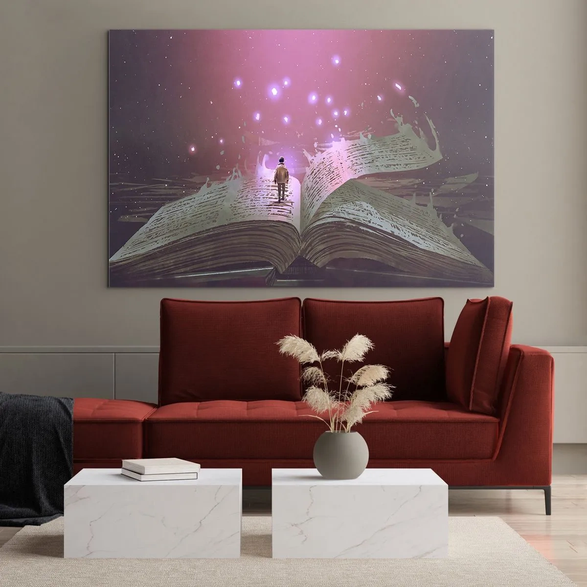 Glass picture - Invitation to Another World -Read It! - 120x80 cm