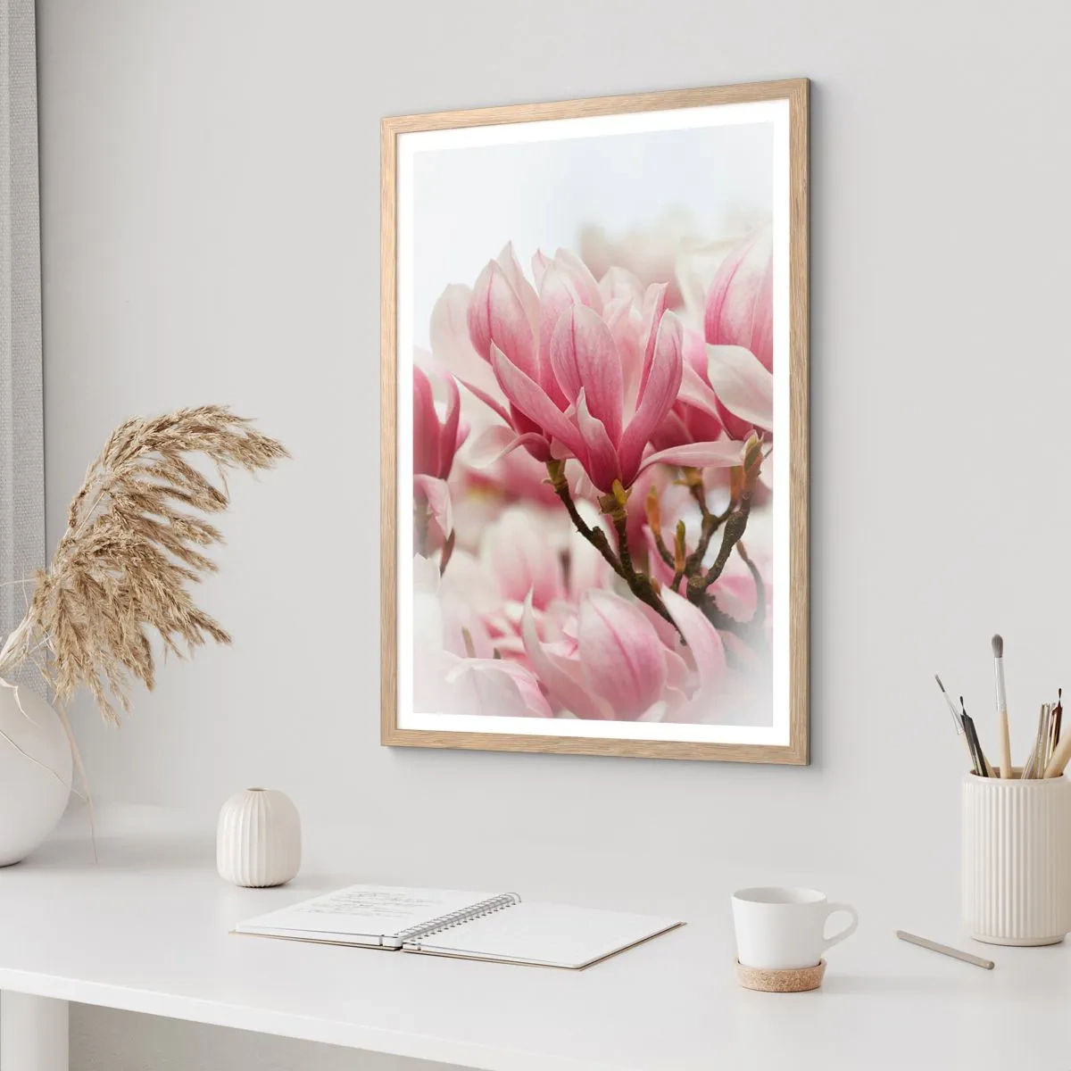 Poster in light oak frame - Spring Flowers - 40x50 cm