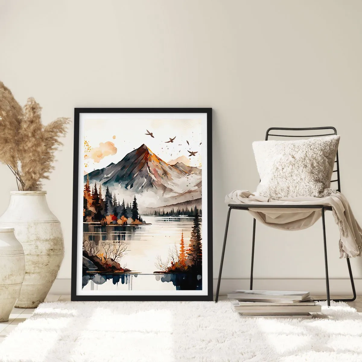 Poster in black frame - Golden Autumn in the Mountains - 30x40 cm
