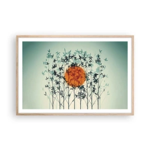 Poster in light oak frame - Japanese Sun - 91x61 cm