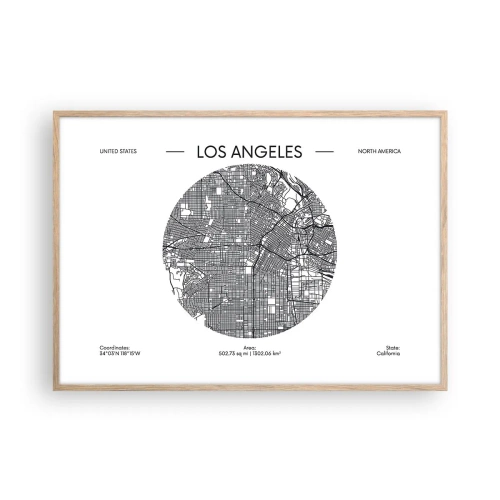 Poster in light oak frame - Anatomy of Los Angeles - 100x70 cm