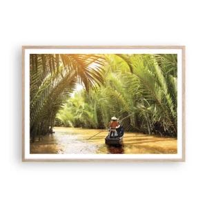 Poster in light oak frame - Through a Palm Ravine - 100x70 cm