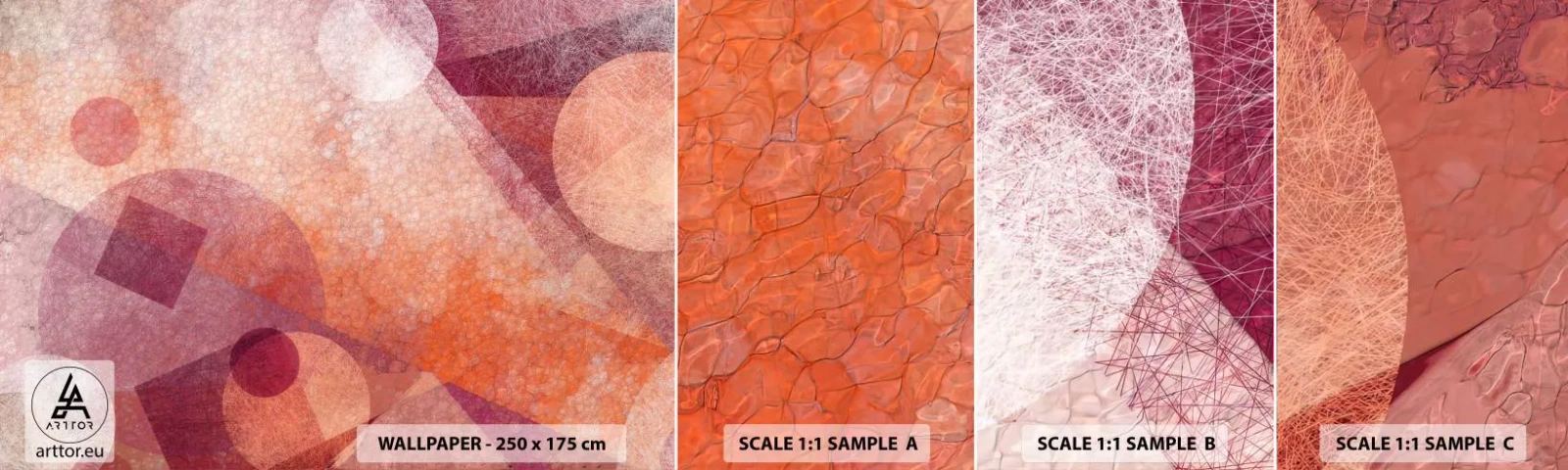 Photo Wallpaper Sample Standard Eco - Geometrical Transformation in Pink - Abstraction, Piece, Modern Pattern - 100x30 cm