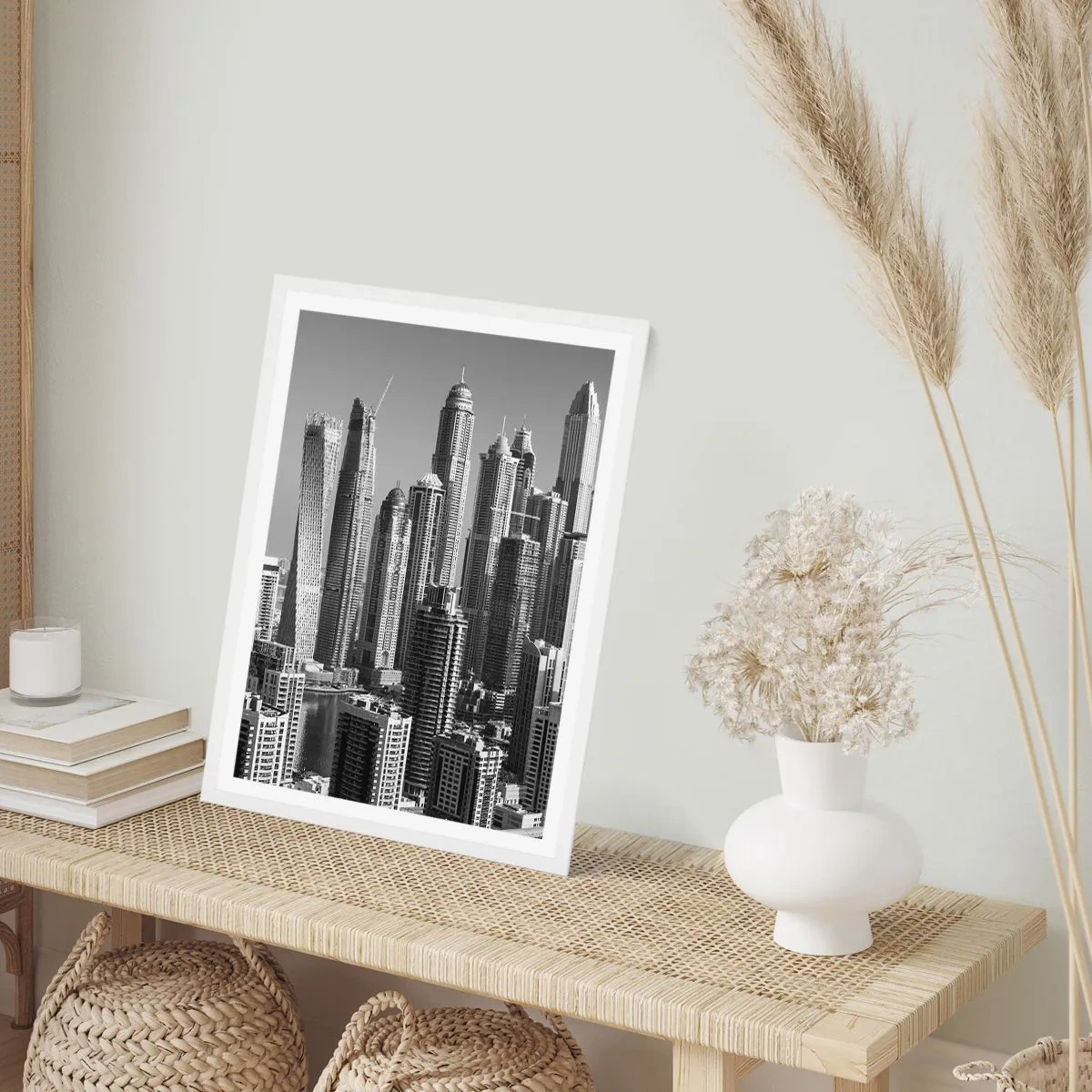 Poster in white frmae - City over a Desert - 61x91 cm