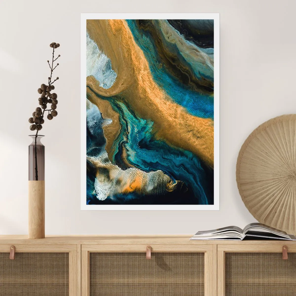 Poster - Blue -Yellow - Mutal Influences - 30x40 cm