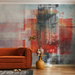 Photo Wallpaper Premium Canvas - Glowing Composition - Piece, Abstraction, Industrial - 300x210 cm