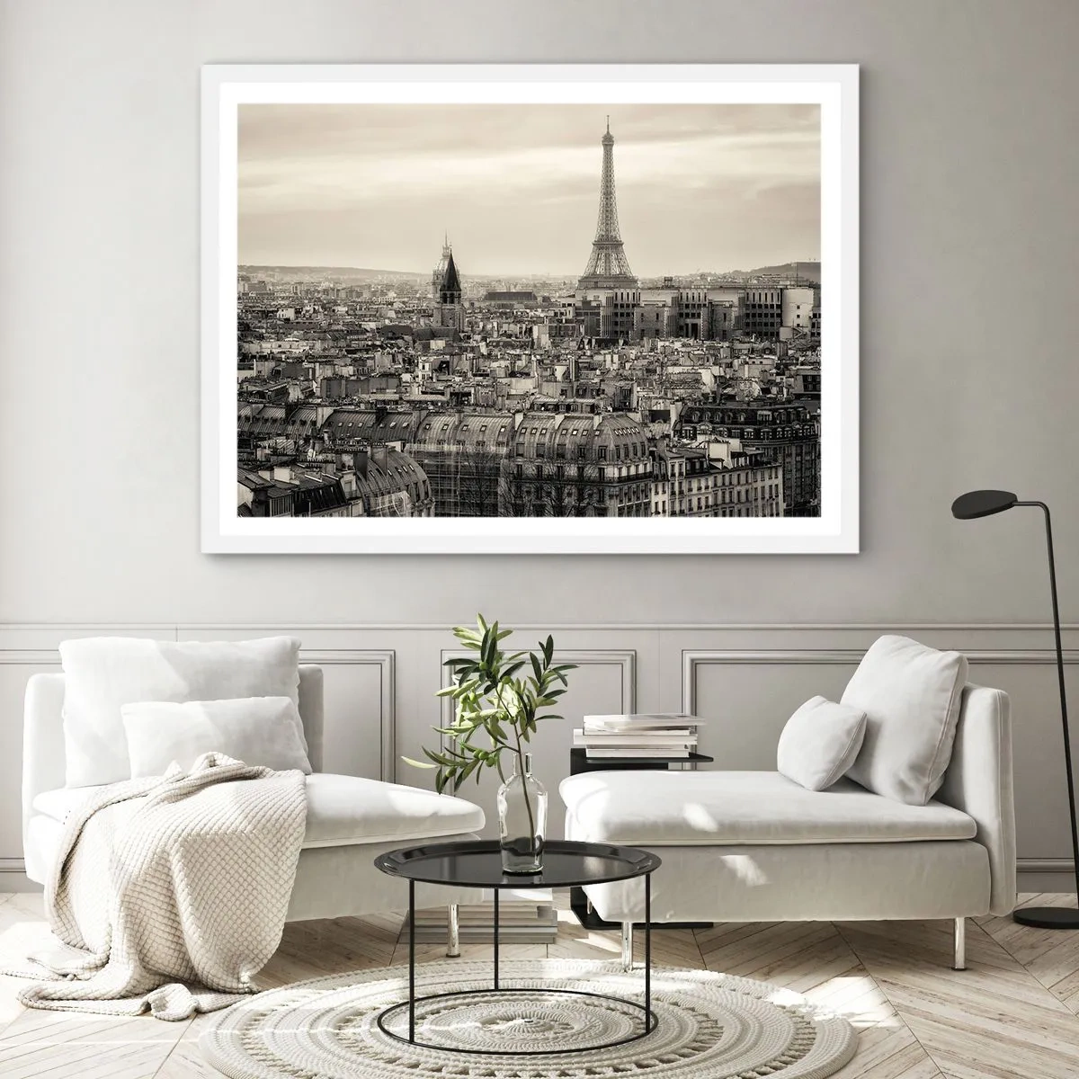 Poster in white frmae - Over the Roofs of Paris - 91x61 cm