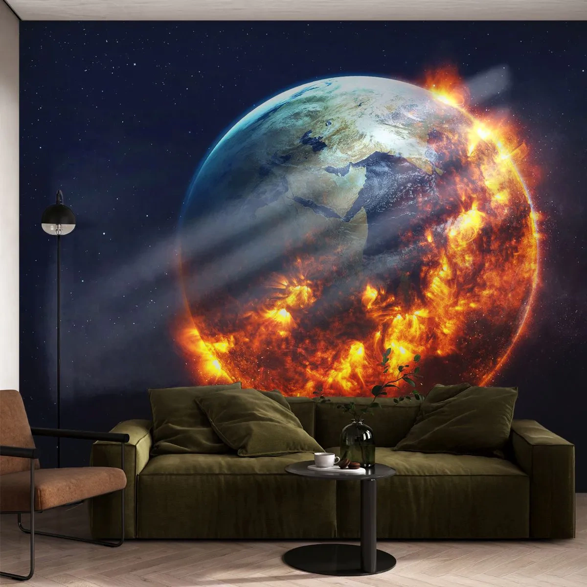 Photo Wallpaper Premium Canvas - Flame of Apocalypse - Cosmos, Planet Earth, Flames of Fire - 450x315 cm
