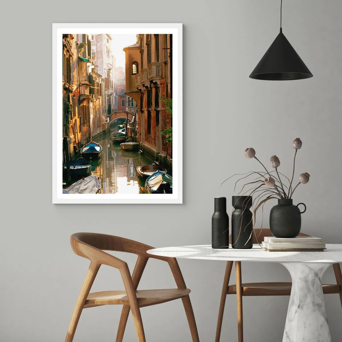 Poster in white frmae - In a Venetian Alley - 40x50 cm