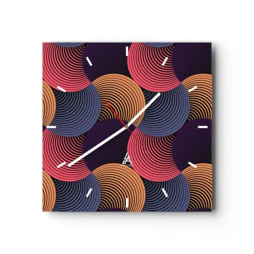Wall clock - Clock on glass - In a Circular Rhythm - 30x30 cm