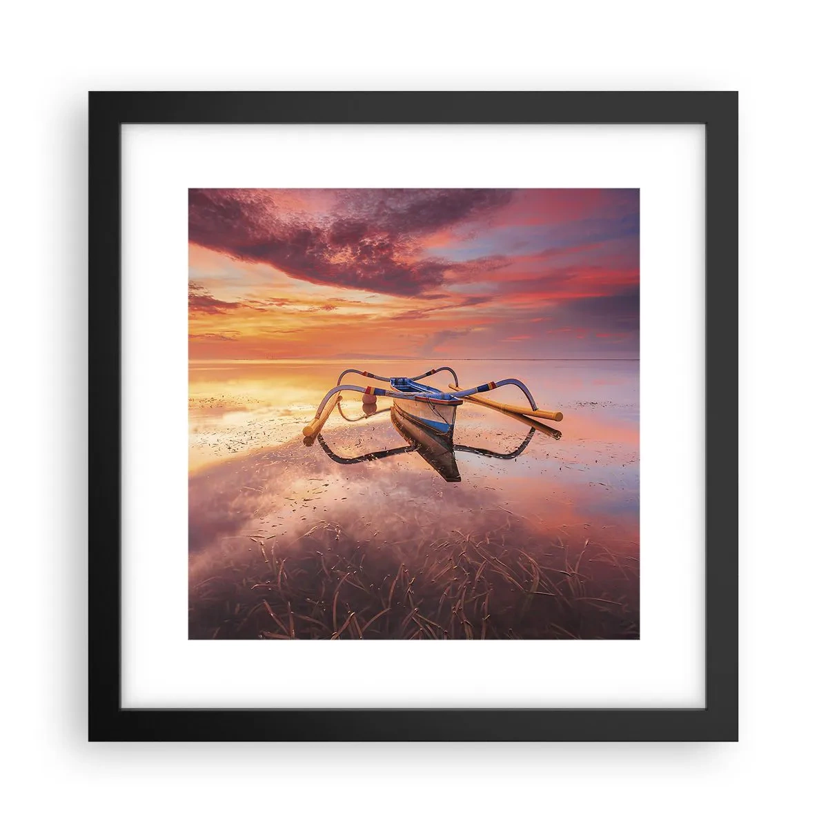 Poster in black frame - Tranquility of Tropical Evening - 30x30 cm
