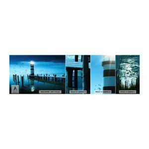 Photo Wallpaper Sample Standard Eco - And You Are Not Afraid of Darkness - Landscape, Lighthouse, Wooden Bridge - 100x30 cm