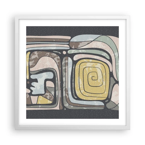 Poster in white frmae - Abstract in Precolumbian Style  - 50x50 cm