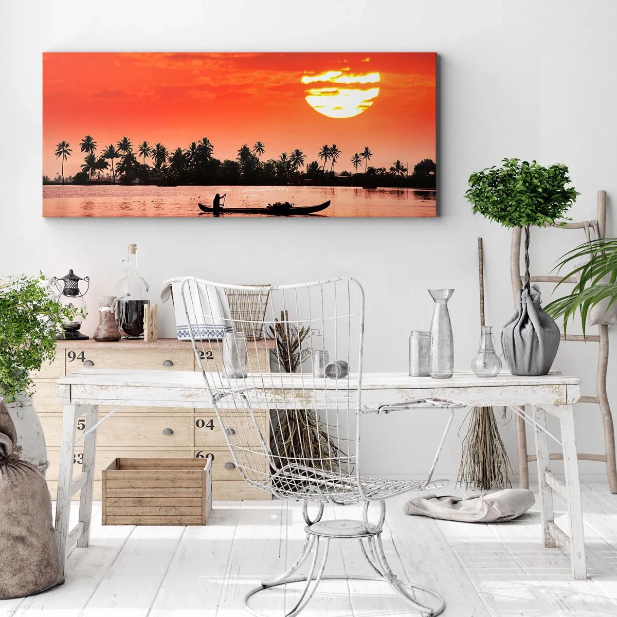 Canvas picture - Peace of the Tropics at Sunset - 160x50 cm