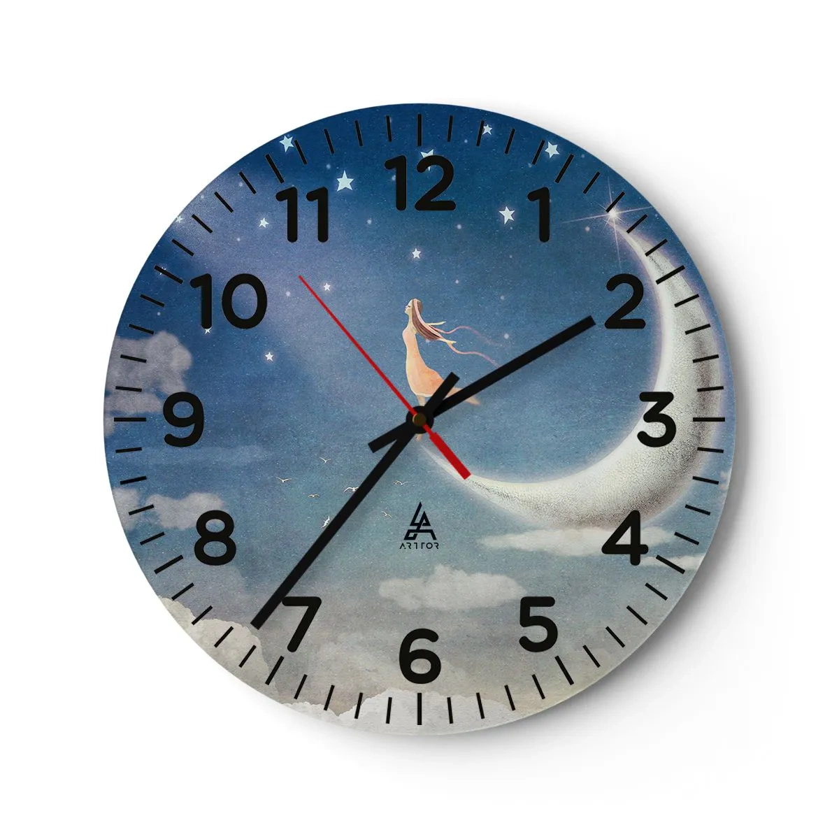 Wall clock - Clock on glass - Blue Suitor - 40x40 cm
