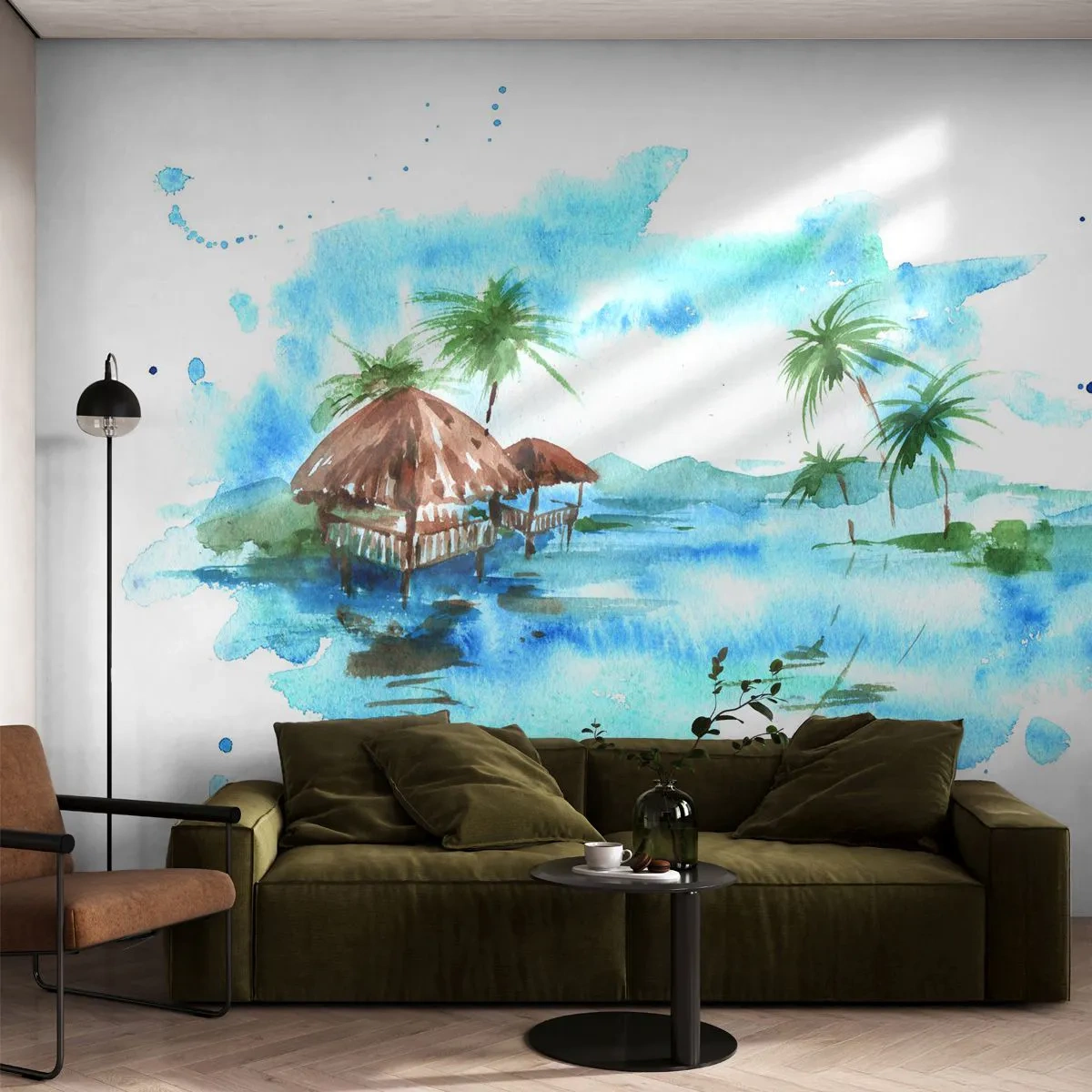 Photo Wallpaper Premium Sand - Somewhere in the Pacific - Landscape, Island, Palm trees - 100x70 cm