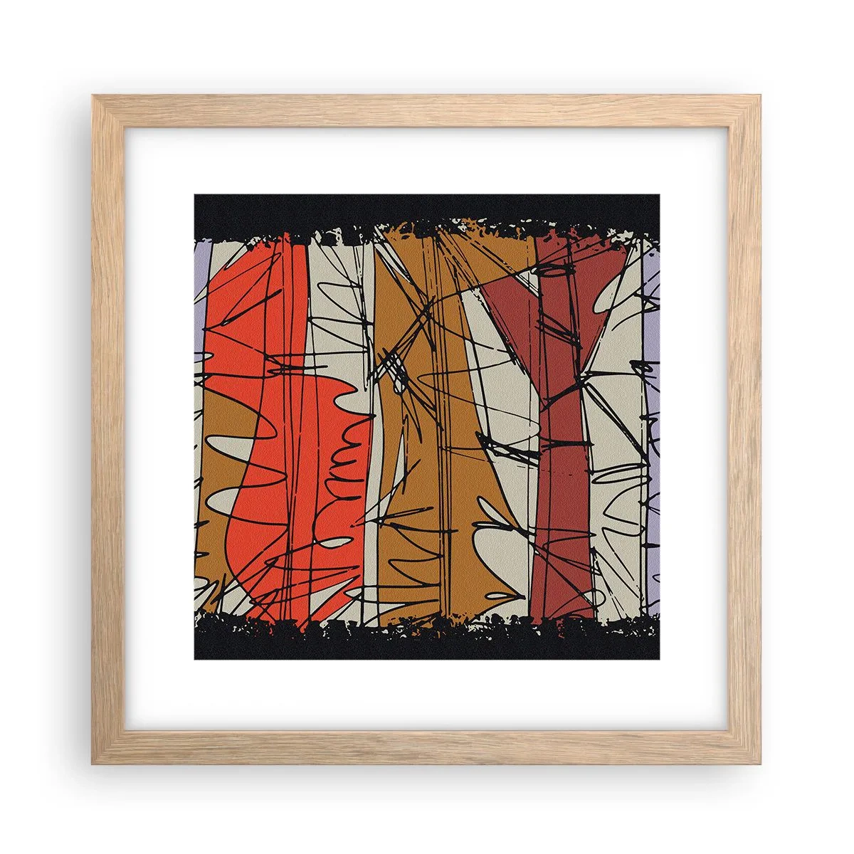 Poster in light oak frame - Spontaneous Composition - 30x30 cm