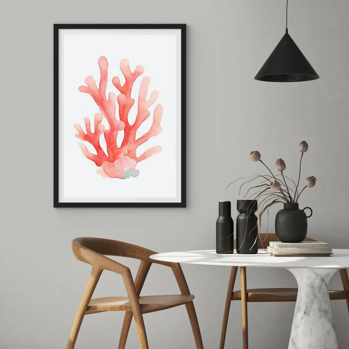 Poster in black frame - Coral Colour Colars - 30x40 cm