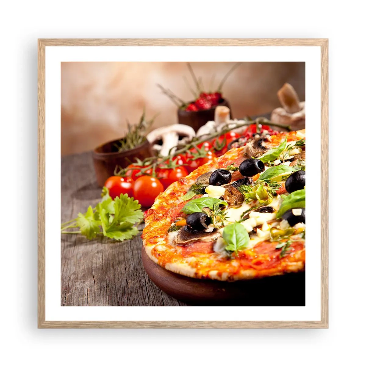 Poster in light oak frame - Earthly Ingredients - 60x60 cm