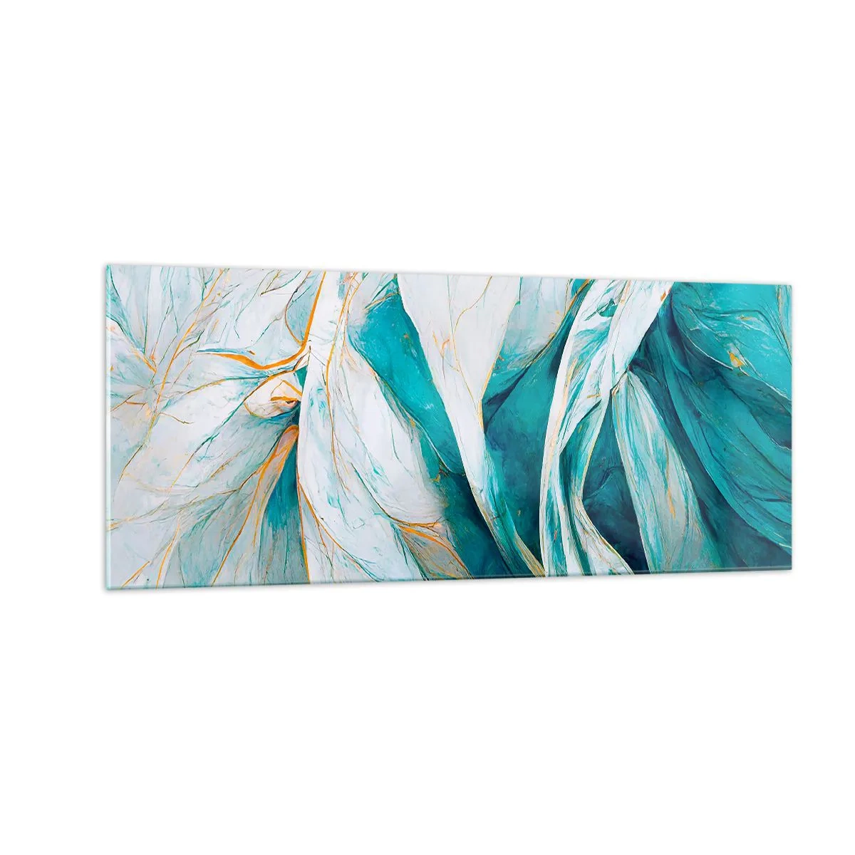 Glass picture - Blue Abstract with a Golden Motif - 100x40 cm