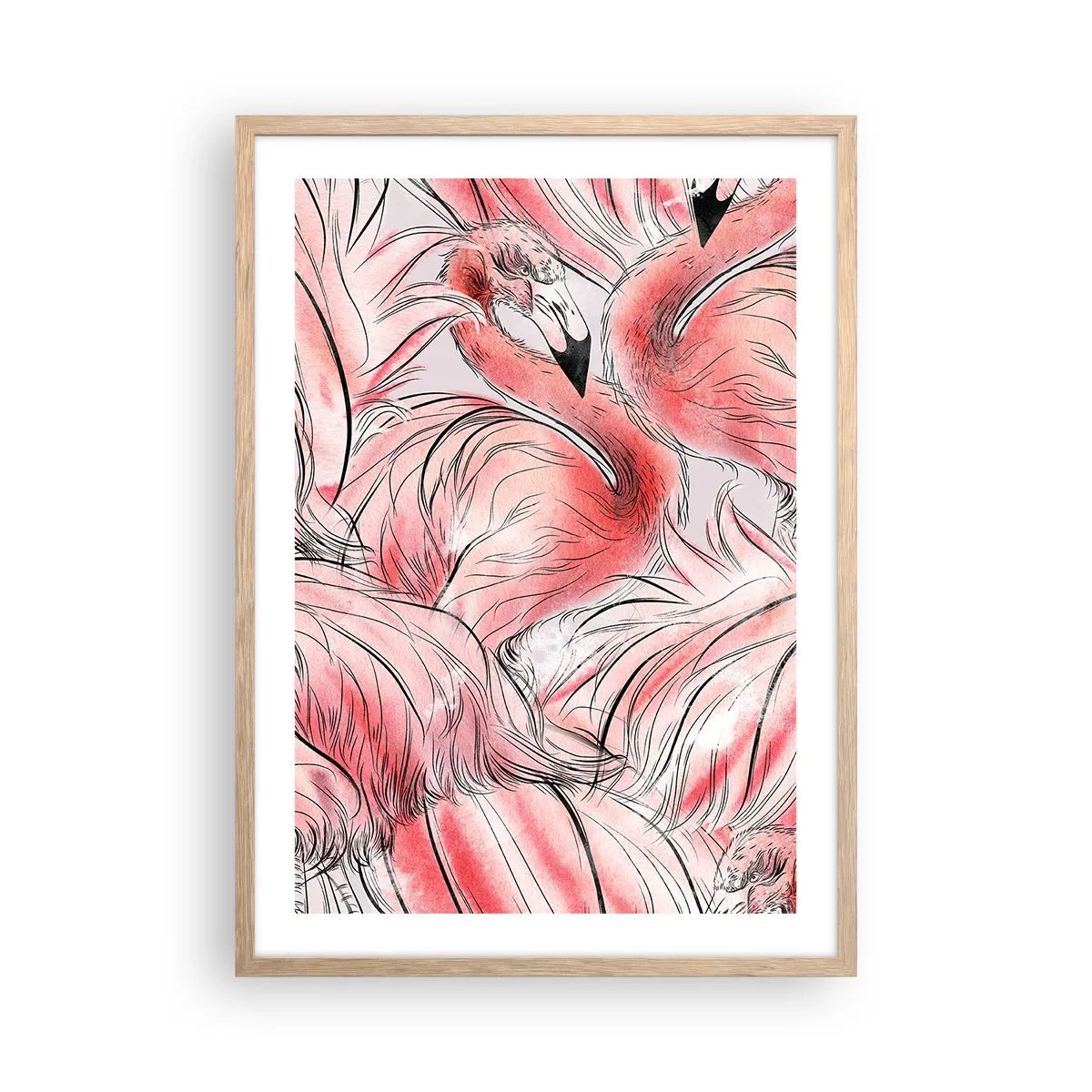 Poster in light oak frame - Bird Corps de Ballet - 50x70 cm