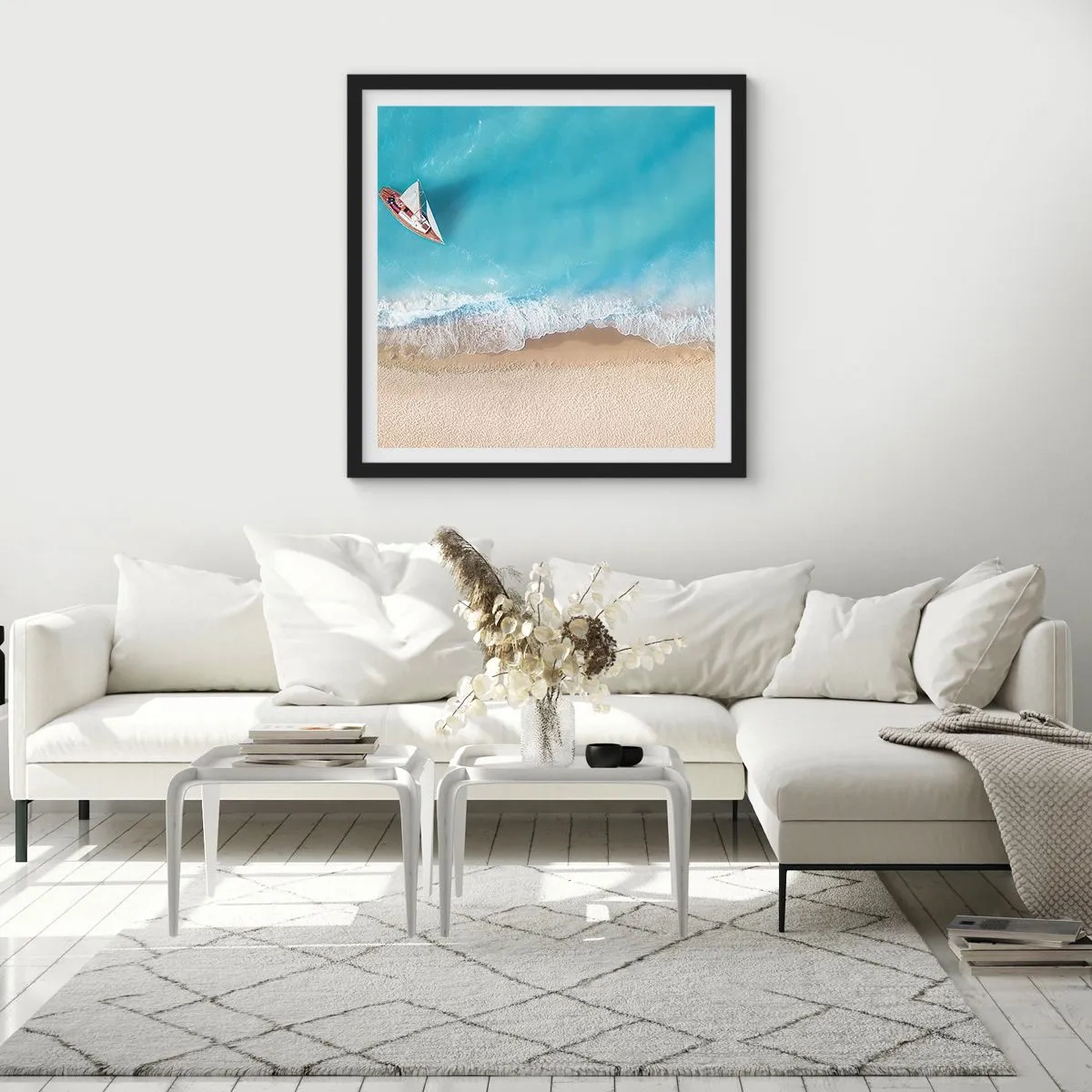 Poster in black frame - On the Border of Blue and Gold - 60x60 cm