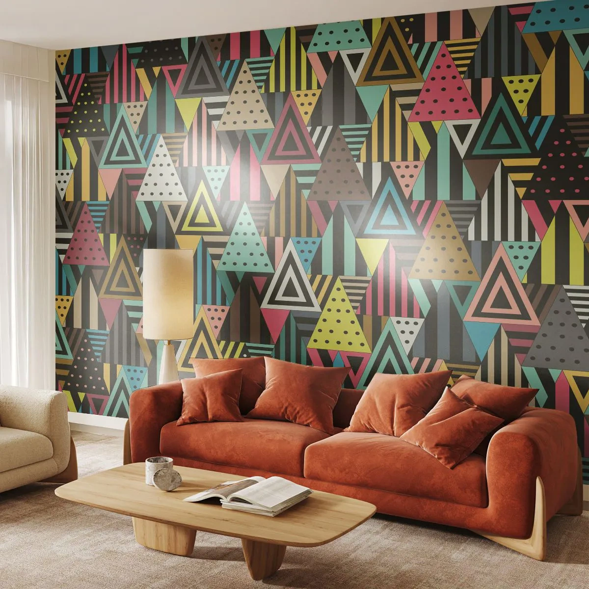 Photo Wallpaper Standard Eco - In Rhythm on Three - Abstraction, Piece, Triangles - 400x280 cm