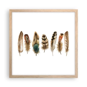 Poster in light oak frame - Feather Variation - 40x40 cm