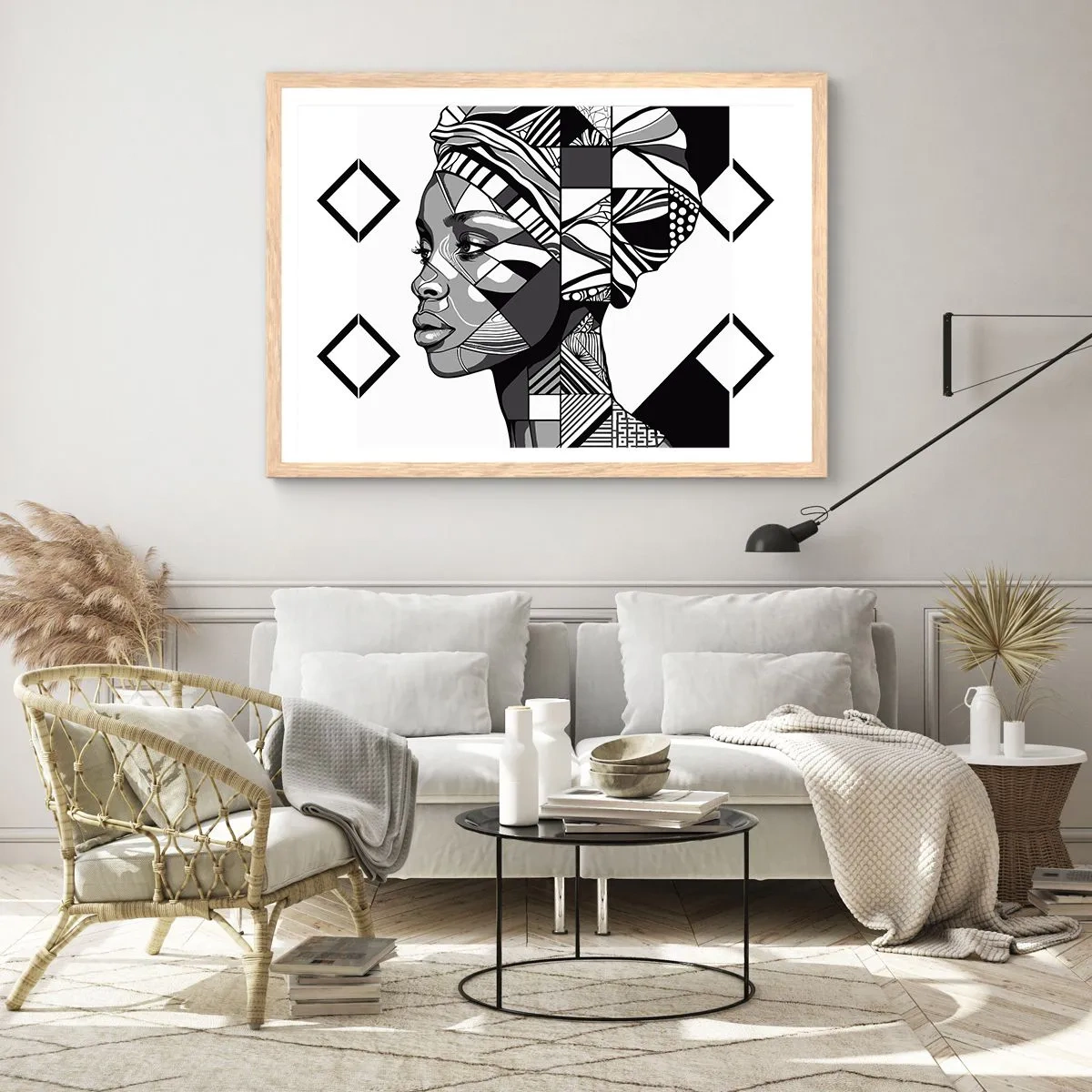 Poster in light oak frame - Ethnic Portrait - 91x61 cm