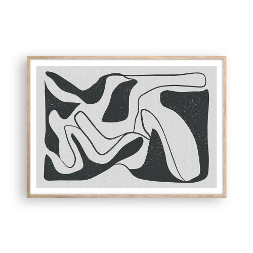 Poster in light oak frame - Abstract Fun in a Maze - 100x70 cm