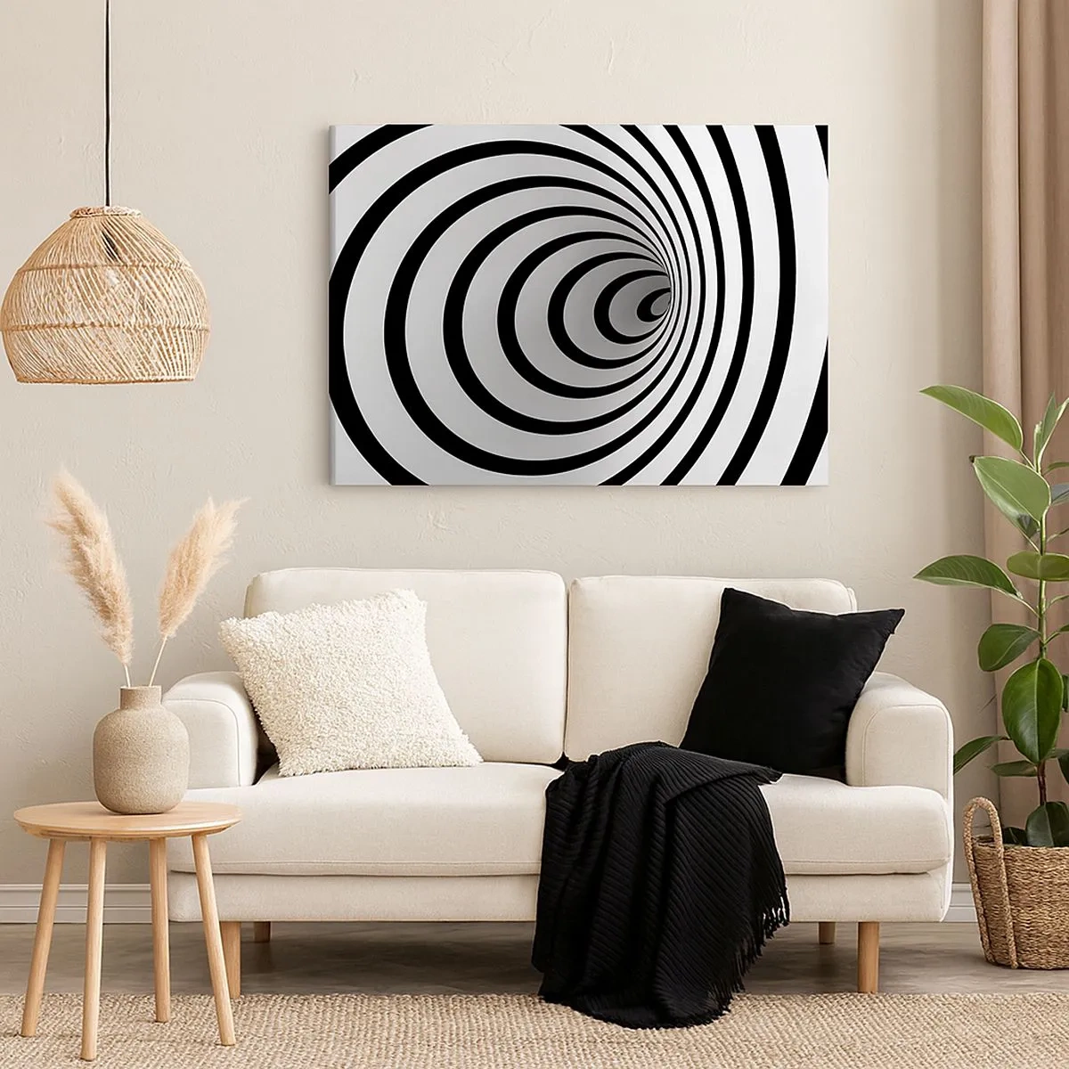 Canvas picture - A black and white spiral creating a hypnotic effect - 70x50cm - You also Can't Resist? - Modern wall decoration for the living room and bedroom ARTTOR