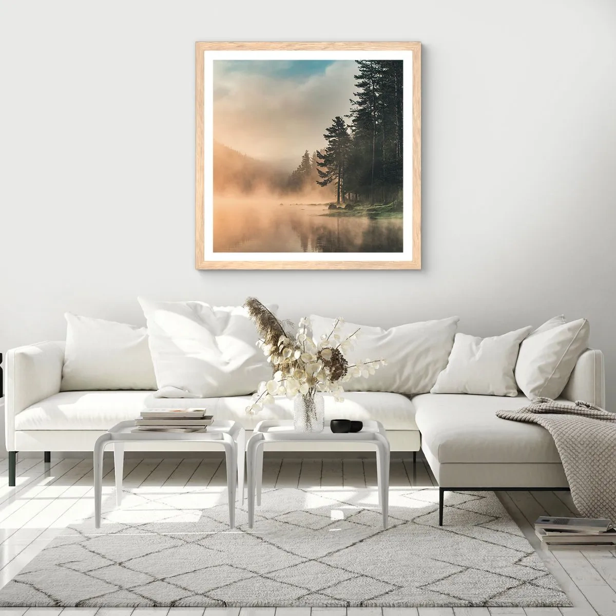 Poster in light oak frame - Birth of a Day - 30x30 cm
