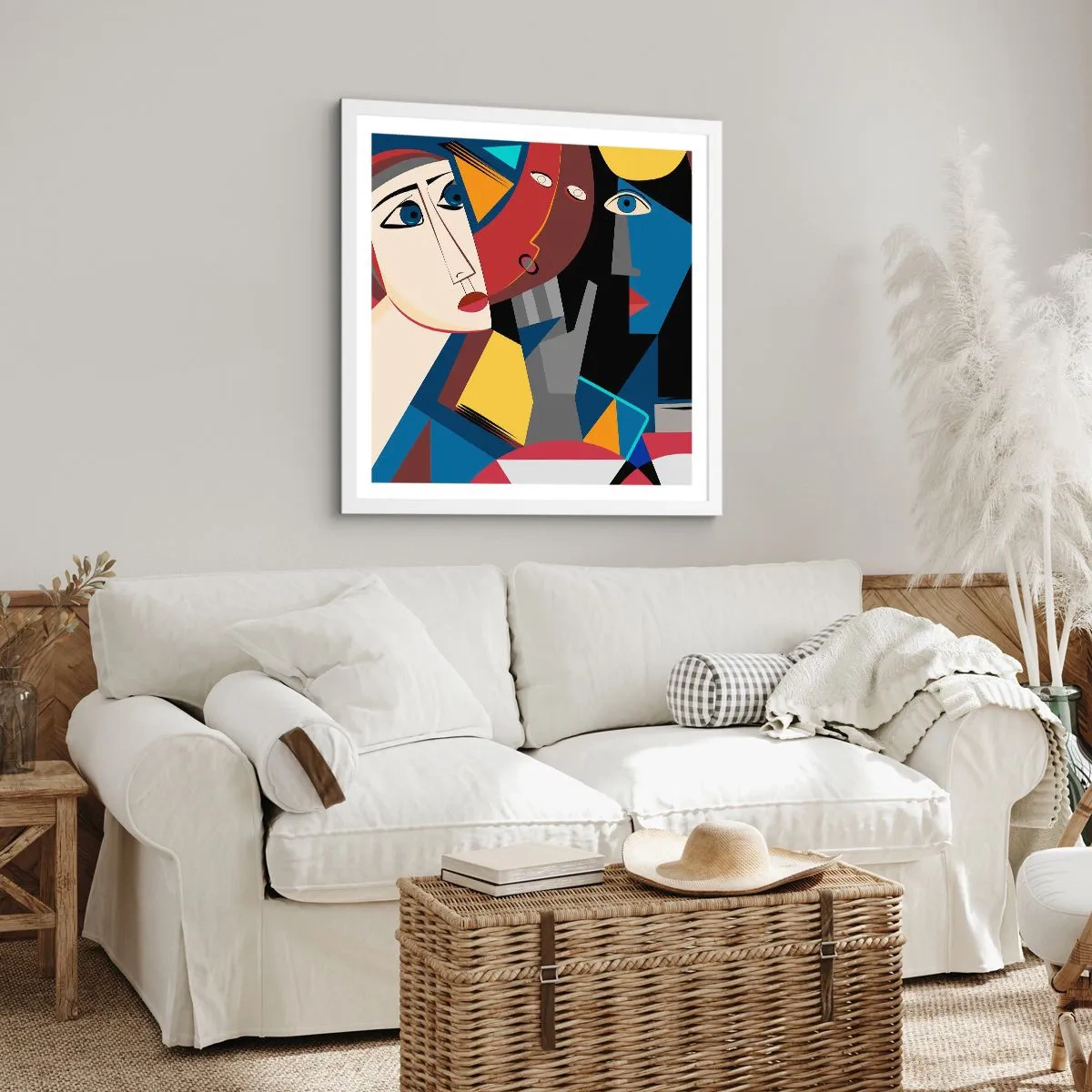 Poster in white frmae - Conversation of Cubists - 60x60 cm