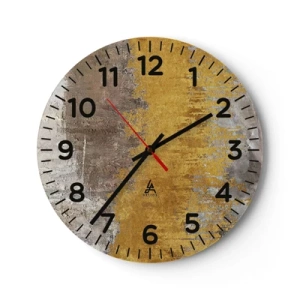 Wall clock - Clock on glass - Golden Blast - 30x30 cm