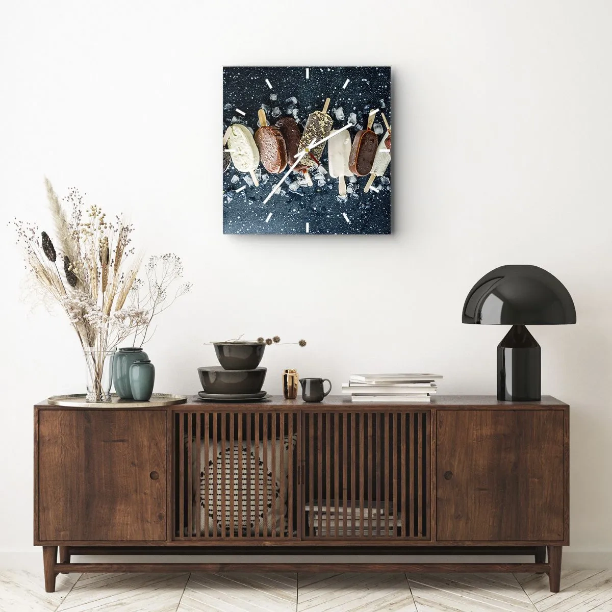 Wall clock - Clock on glass - Taste of the Hot Summer - 30x30 cm