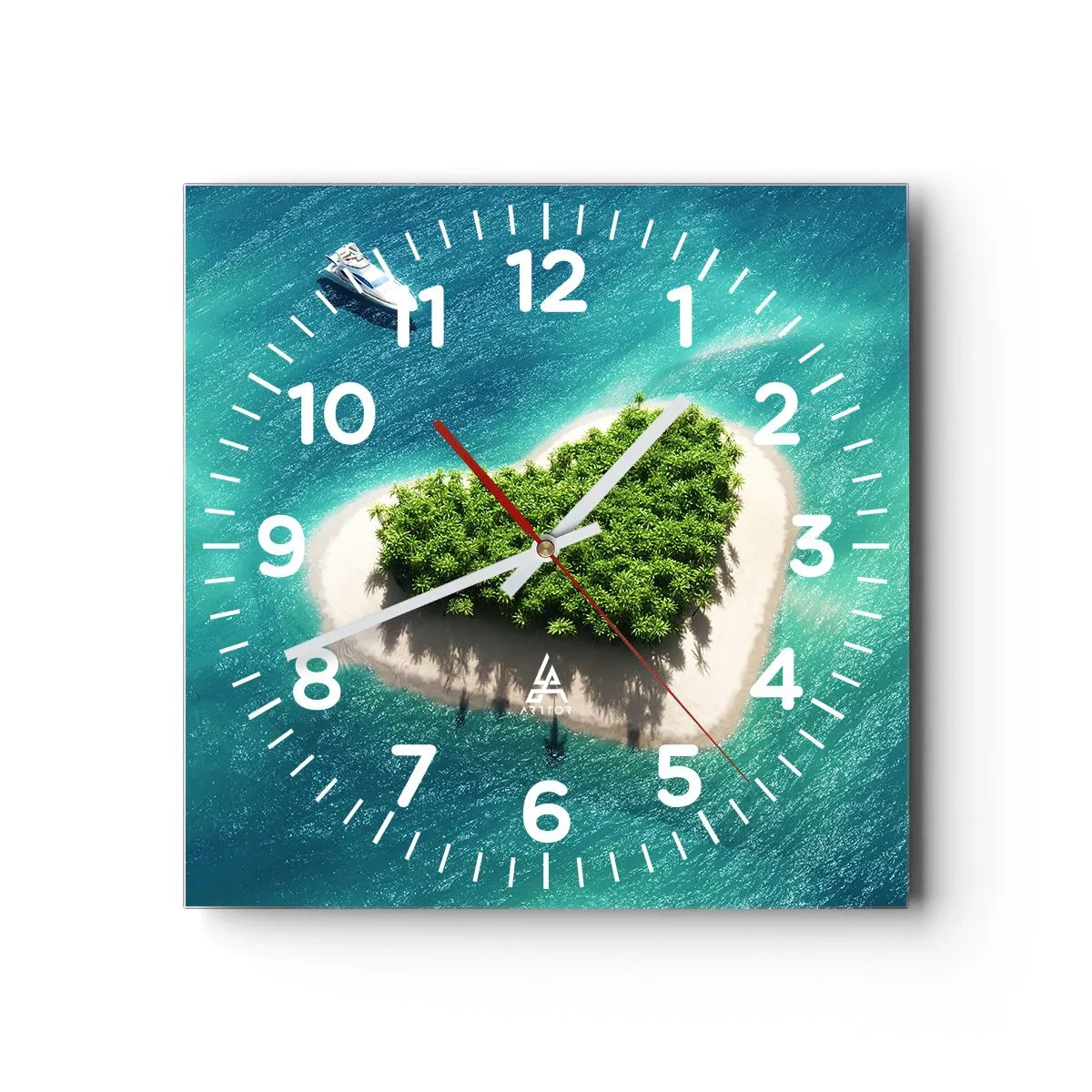 Wall clock - Clock on glass - I Love Summer - 30x30 cm