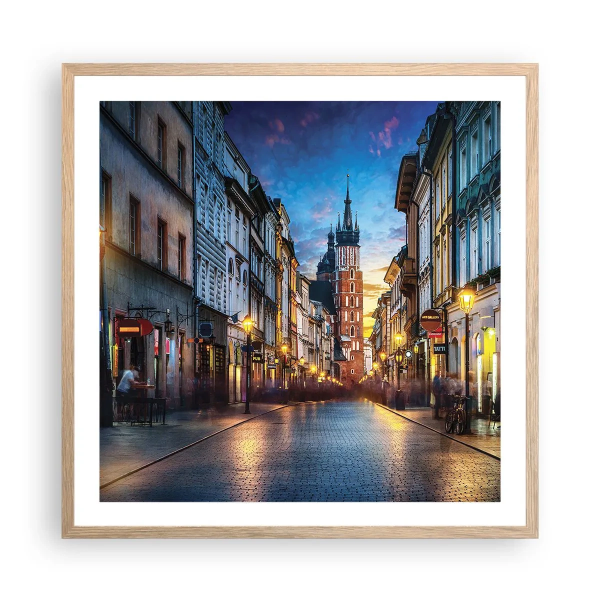 Poster in light oak frame - Charm of Cracow - 60x60 cm