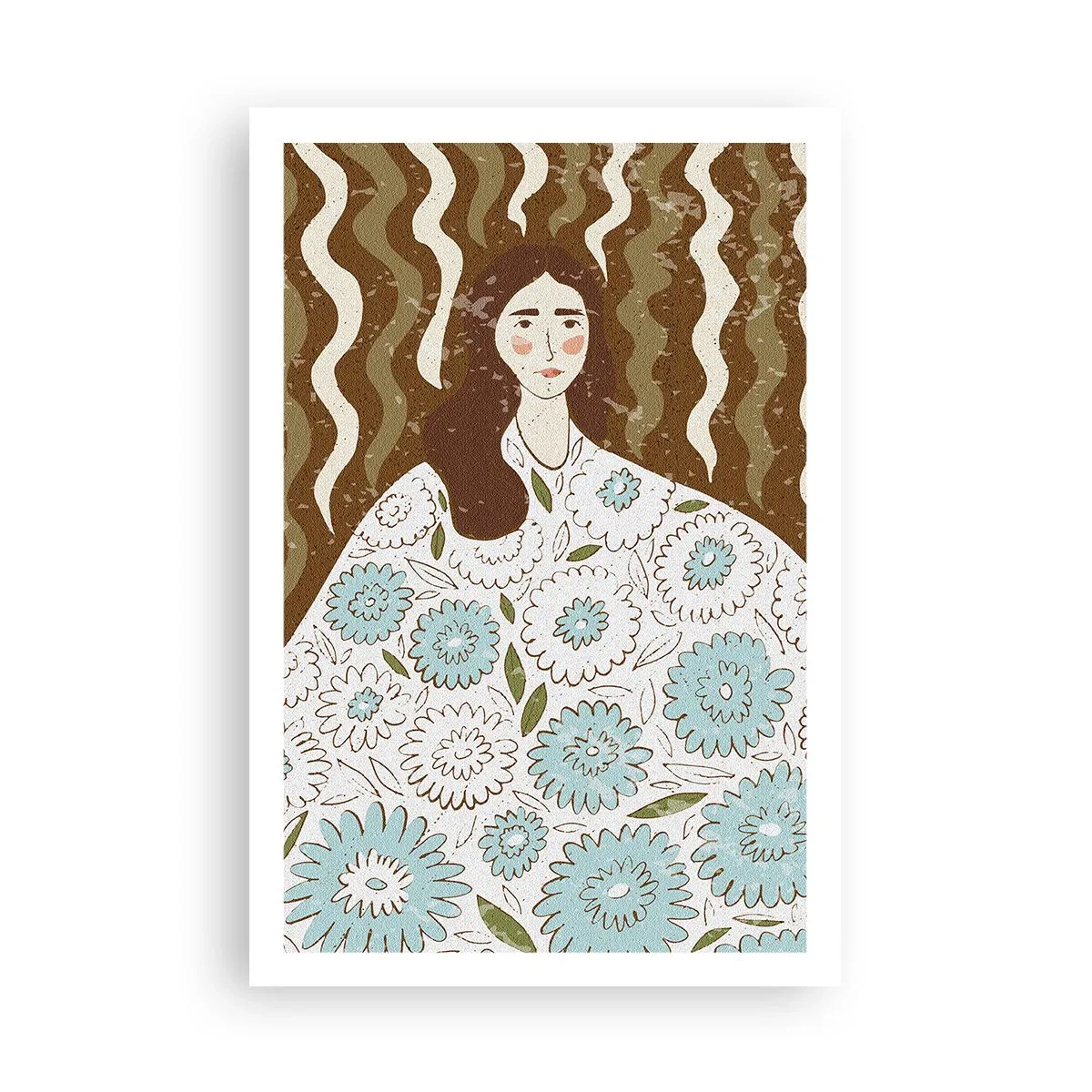 Poster - Portrait in a Flowery Robe - 61x91 cm