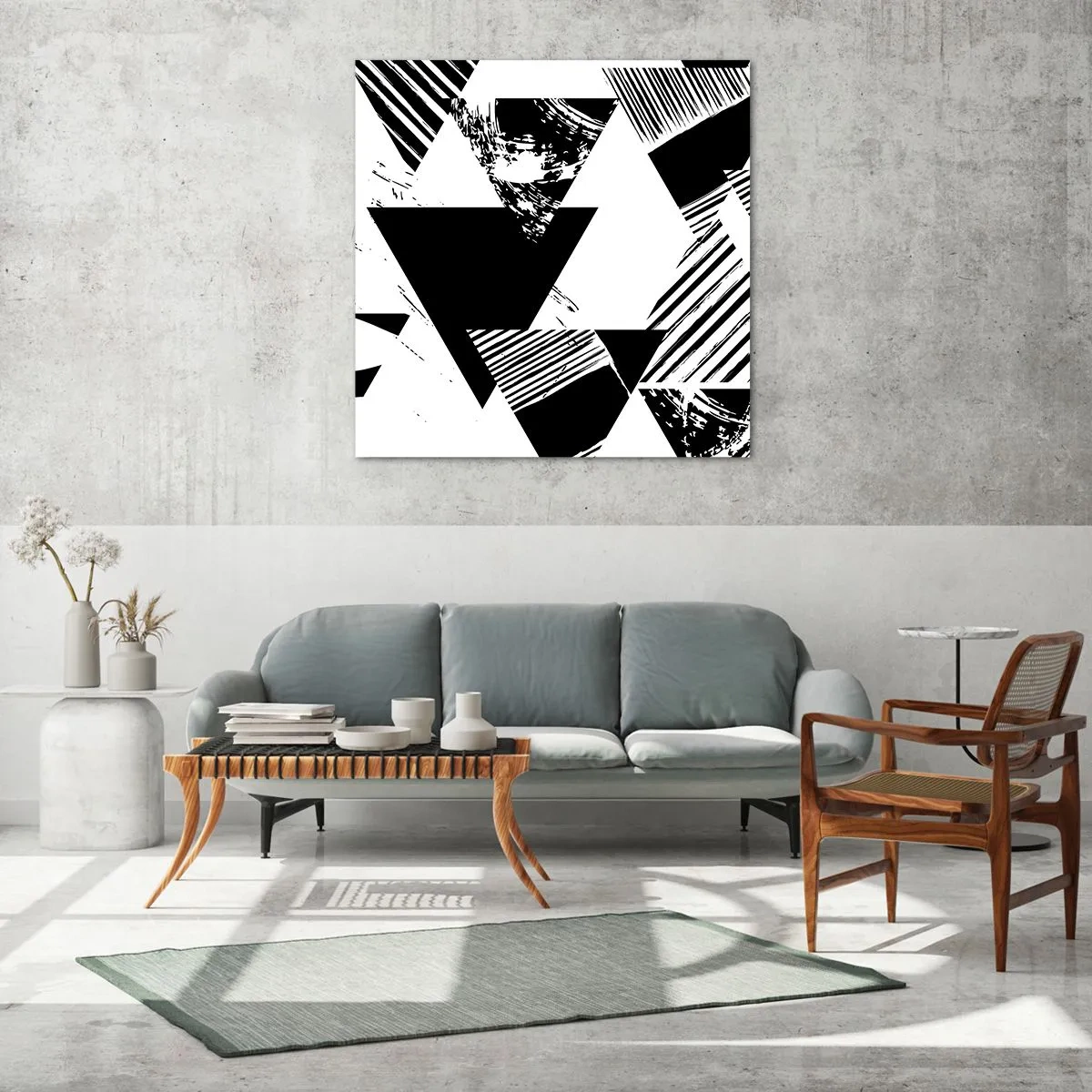 Glass picture - Rain of Triangles - 70x70 cm