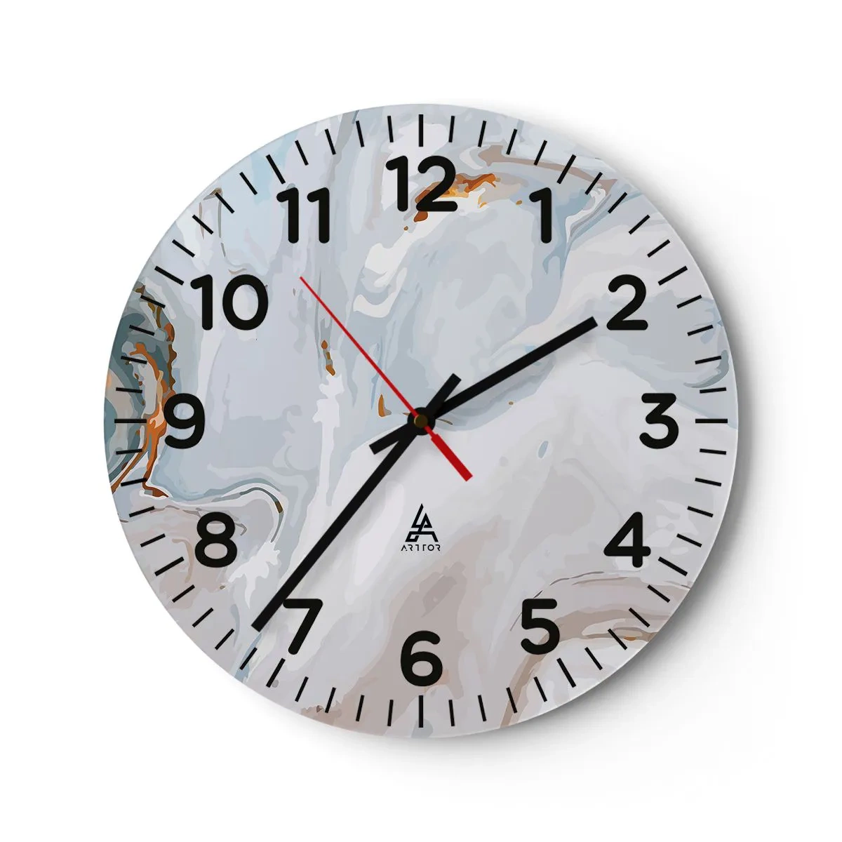 Wall clock - Clock on glass - White Fusion - 40x40 cm