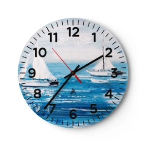 Wall clock - Clock on glass - With a Friend by the Side - 40x40 cm
