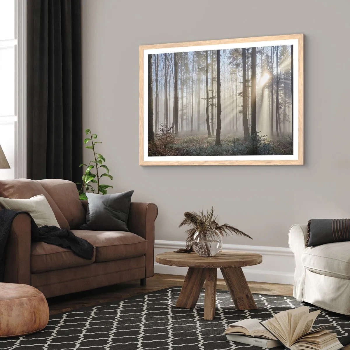 Poster in light oak frame - Fog Has Woken up Too - 40x30 cm