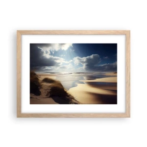 Poster in light oak frame - Beach, Wild Beach - 40x30 cm