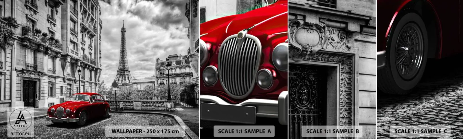 Photo Wallpaper Sample Self-Adhesive Deluxe Sticker - Predator in the City - City, Eiffel Tower, Paris - 100x30 cm