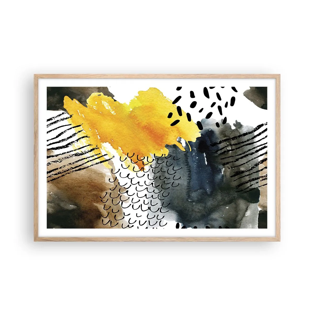 Poster in light oak frame - Meeting of Elements - 91x61 cm