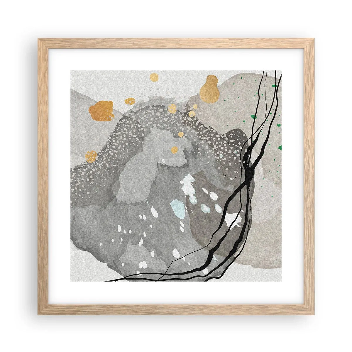 Poster in light oak frame - Organic Composition  - 40x40 cm